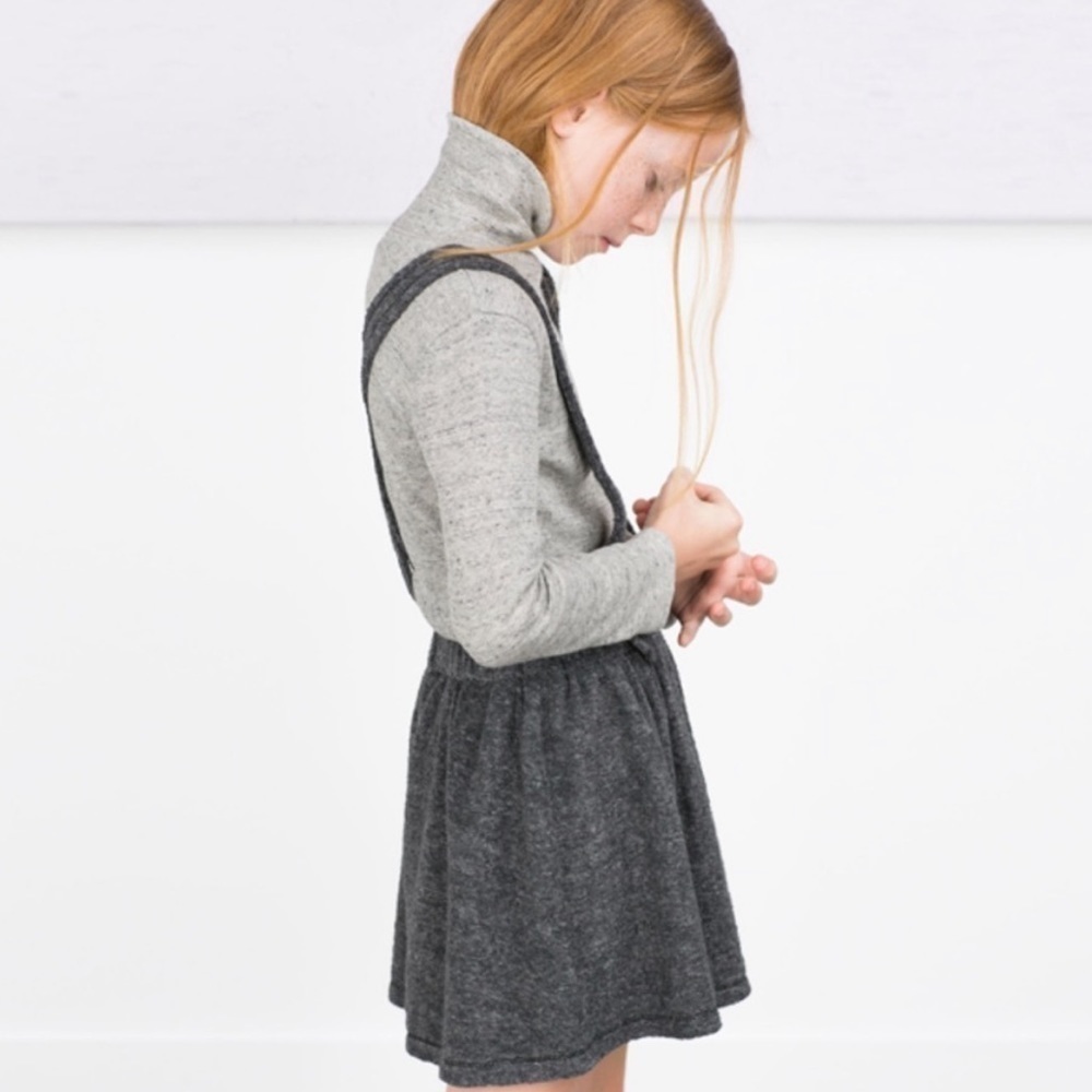 Zara Girls soft collection gray terry jumper dress 4T
